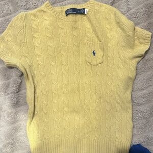 Polo by Ralph Lauren Yellow Cable-Knit Short Sleeve Sweater
